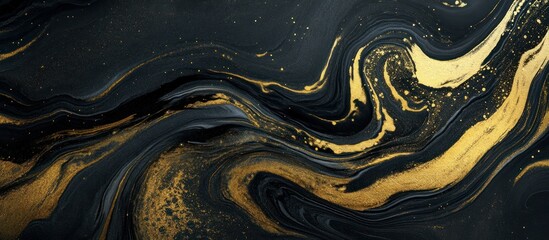 Abstract Black and Gold Swirling Marble Texture