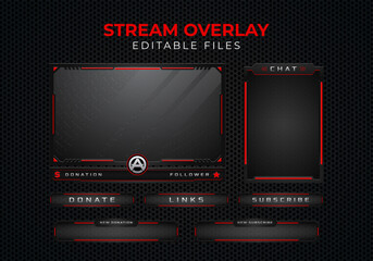 Poster - Gaming Stream Overlay Template with Red and Black Color Scheme
