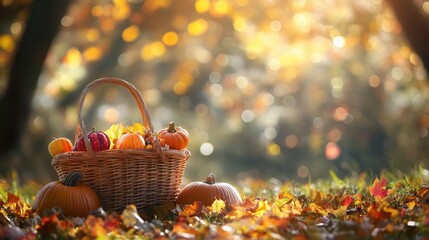 Wall Mural - Autumn Harvest: A Basket Filled with Nature's Bounty