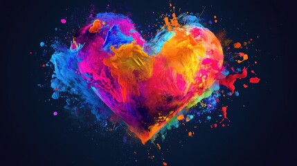 Wall Mural - Colorful Heart-Shaped Explosion