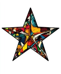 Poster - A colorful stained glass star shape with vibrant patterns and textures.