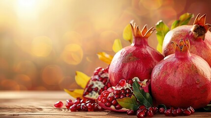 rosh hashanah background with ripe pomegranates traditional jewish new year symbols