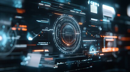Futuristic holographic interface showing website analytics, data-driven web design, advanced tech integration.