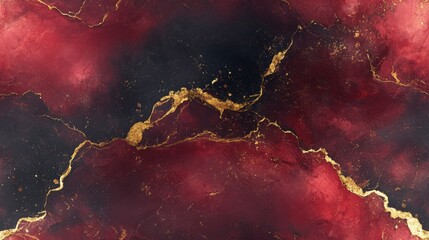 Wall Mural - Seamless marble pattern in rich burgundy with gold veins, [Abstract Background Marble], [Regal and bold]