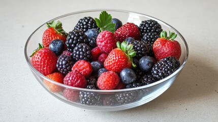 Wall Mural - Vibrant Assortment of Fresh Berries in a Glass Bowl