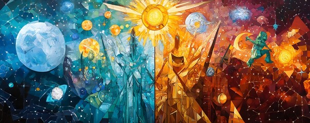 abstract mosaic cosmic art.