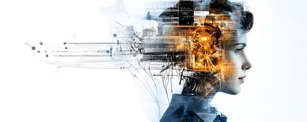 Wall Mural - Human Mind with Futuristic Technology.