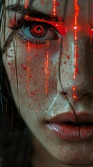 Canvas Print - Glowing Eyes: A Cyberpunk Portrait