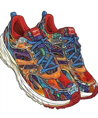 Poster - Colorful sneakers with intricate patterns and vibrant colors.