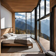 © effe - Camera da letto con vetrata su panorama di montagna - dormire nella natura