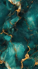 Wall Mural - Seamless marble pattern in deep teal with soft gold veins, [Abstract Background Marble], [Vibrant and sophisticated]