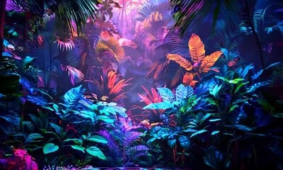 Wall Mural - Neon Tropical Jungle