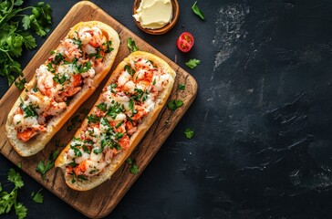 Canvas Print - Lobster Rolls on a Wooden Board