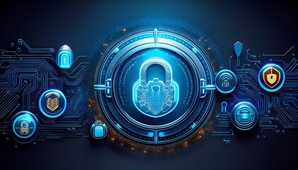 Wall Mural - Digital Cyber Security Icons