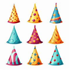 Wall Mural - Party hats collections on white background