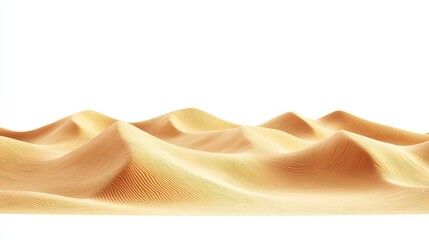 A dune and desert sand pile are isolated on a white background