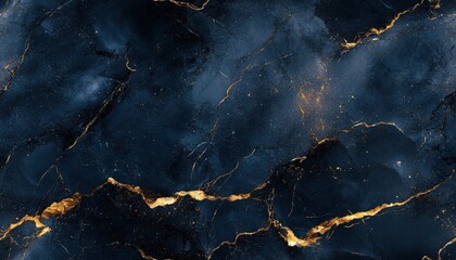 Poster - Seamless marble pattern in dark navy with subtle gold veins, [Abstract Background Marble], [Bold and sophisticated]