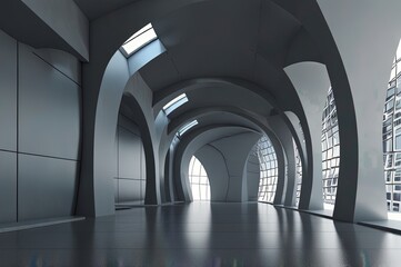 Wall Mural - Abstract architecture background arched interior 3d render