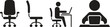 © Oman - Chair and office worker vector icon. Workplace at the table with laptop. Man Working on Computer Icon Flat Graphic Design. Vector Illustration