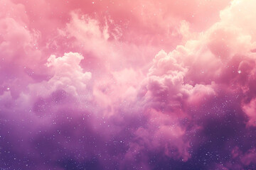 Wall Mural - a purple and pink sky with clouds and stars,