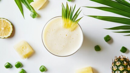 Wall Mural - Refreshing Pineapple Smoothie with Tropical Garnish