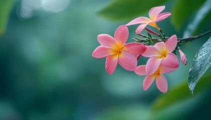 Wall Mural - Elegant Floral Abstract: Hawaiian Plumeria Lei in Minimalist Composition. Versatile Botanical Design for Cultural Marketing, UI, and Graphic Projects. Stylish Gradient Texture with Copy Space for Post