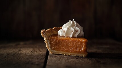 Poster - A Slice of Pumpkin Pie with Whipped Cream