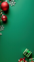 Canvas Print - Green Christmas Background with Decorations