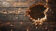 © fivan - Hole punched through a wooden wall with splinters and debris scattered around