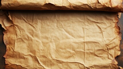 A Beautiful Vintage Aged Paper Scroll Parchment Texture. Old Rolled Paper Background