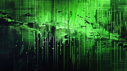 Vibrant green abstract artwork with digital patterns, representing freshness and modernity.