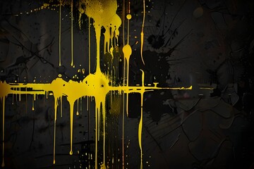 Wall Mural - black and yellow abstract dirty grunge background Generative AI