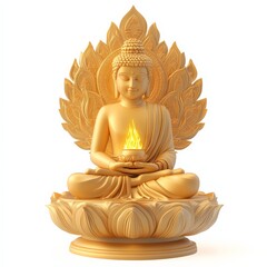 Wall Mural - Golden Buddha Statue with Flame.