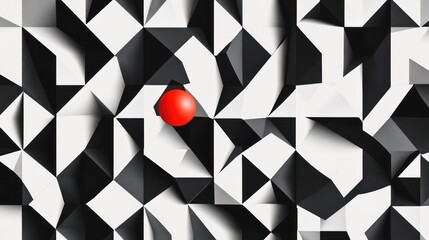 Poster - Abstract Geometric Pattern With a Red Sphere