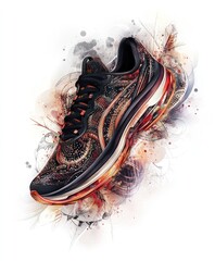 Canvas Print - A stylish sneaker design with vibrant colors and abstract elements.