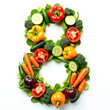 © lifeoflinescnx - Vegetable number 8, Letters made from fresh vegetables. Generative AI