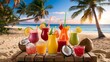 © Kartik - Tropical drinks on beach and sun