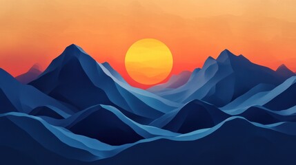 Wall Mural - Sunset Mountains