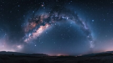 Wall Mural - Panorama view universe space shot of milky way galaxy with stars on a night sky background.The Milky Way is the galaxy that contains our Solar System. 