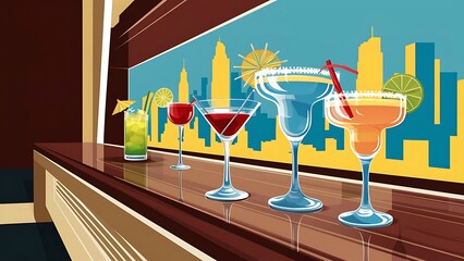 Vector frame with cocktails