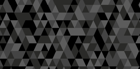 Wall Mural - Seamless geometric pattern square shapes low polygon backdrop background. Abstract geometric wall tile and metal cube background triangle wallpaper. Gray and black polygonal background.