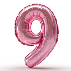 Canvas Print - Bright Pink Inflatable number 9 with Fluffy Features