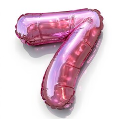 Canvas Print - Bright Pink Inflatable number 7 with Fluffy Features