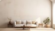© Sinovel - Modern Minimalist Living Space Featuring an Arched Window and Warm Natural Light