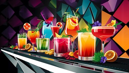 Vector frame with cocktails