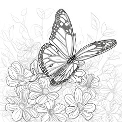 Sticker - black and white butterfly