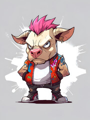 Sticker - Cool Bull Character Illustration