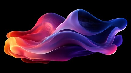 Sticker - Colorful abstract wave pattern flowing gracefully against a black background