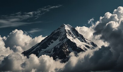 Wall Mural - mountain peak partially obscured by clouds, symbolizing the theme The High