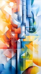 Poster - Abstract Geometric Pattern in Vibrant Colors.